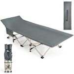 Lit de camp pliable - costway - girs - tte incline - poche de rangement latrale - charge 400 kg