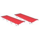Lits de camping 2 pcs - cloud - 180x60x19 cm - tissu oxford et acier rouge c37