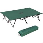Lit de camping pour 2 personnes jusqu 136 kg pliant avec sac oxford vert noir 193 x 125 x 40 cm pour ...