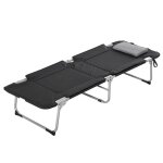 Lit de camping - outsunny - pliable - portable - avec oreiller amovible - rembourrage mousse - 183 x ...