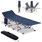 Lit de camping - outsunny - pliable - sac de transport inclus - cadre en acier - charge 150 kg - 190 ...