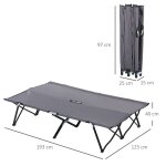 Lit de camping pliable pour 2 personnes lit de camp pliable avec sac de transport pouvant supporter jusqu ...