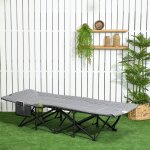 Lit de camping pliable avec sac & porte - gobelet 68x186x48cm rembourrage doux + cadre m�tallique pour ...