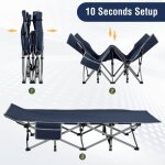 Lit de camping pliable tte incline poche de rangement latrale lit de voyage lit 1 place lit d?appoint190x72 ...