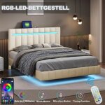 Lit capitonné 140 x 200 cm cadre de lit double avec éclairage led port usb et tête de lit réglable sommier ... Lit capitonné 140 x 200 cm cadre de lit double avec éclairage led port usb et tête de lit réglable sommier ...