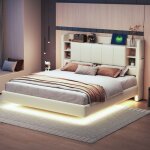 Lit capitonné 160 x 200 cm avec prise usb barre lumineuse et rangements tête de lit réversible structure ... Lit capitonné 160 x 200 cm avec prise usb barre lumineuse et rangements tête de lit réversible structure ...
