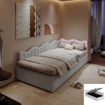 Lit capitonn� 90x200cm avec led - lit enfant avec sommier - coffre de rangement - 1 personne - lit de ...