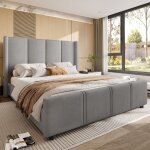 Lit capitonn� double 160 x 200cm lit adulte rembourr� en velours avec t�te de lit haute ports usb et ...