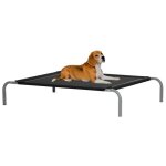 Lit pour chien chat - pawhut - grand confort - sur pieds - textilne micro - perfor - 110 x 75 x 20 ...