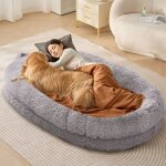 Lit de chien pour humains et animaux de compagnie - vevor - 182x122x25 cm - avec housse en velours pv ...