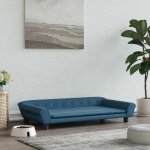 Lit pour chien - vidaxl - velours bleu - 100x50x21 cm - cadre en bois