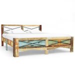 Lit classique double - cadre de lit - bois de rcupration massif 160x200 cm deco ja6431127