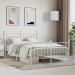 Lit classique double - cadre de lit mtal - sans matelas - et pied de lit blanc 140x190 cm deco ja5935429 ...