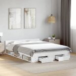 Lit classique double - cadre de lit avec tiroirs - sans matelas - blanc 140x190 cm deco ja9068609