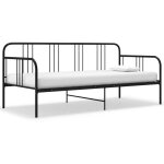 Cadre de canap� - lit - vidaxl - deco ja4207888 - sans matelas - m�tal noir 90x200 cm - barri�re lat�rale ...
