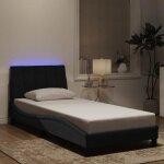 Lit classique simple - cadre de lit avec led - sans matelas - noir 90x190 cm velours deco ja9023446