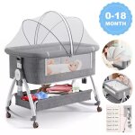 Lit cododo bb avec roues intgrs 4 en 1 lit bb berceau cododo avec matelas et moustiquaire gris ...