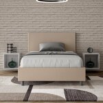 Lit coffre 1 place et demi - adele - 120x190 - sommier relevable - couleur gris - style lgant