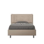 Lit coffre 1 place et demi - ityhome - annalisa large - similicuir taupe - 120x200 cm - rangement int�gr� ...