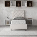 Lit coffre 1 place - priya - blanc - 80x190 cm - sommier relevable - design contemporain Lit coffre 1 place - priya - blanc - 80x190 cm - sommier relevable - design contemporain