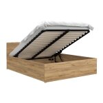 Lit coffre paris 120 x 190 cm avec sommier � lattes relevable ch�ne