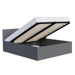 Lit coffre paris 120 x 190 cm avec sommier � lattes relevable gris