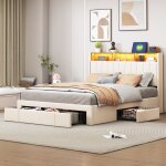 Lit coffre 140200cm lit double capitonn en velours beige lit adulte avec tiroirs de rangement 2 ports ...