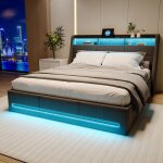 Lit coffre 140 x 190 cm avec sommierlit 2 personnes avec led et usb lit 140x190 avec sommier � lattes ...