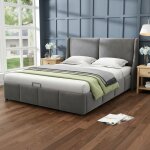 Lit 140x190 cm pergar lit capitonn� t�te de lit en velours lit double avec sommier � lattes lit adulte ...