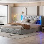 Lit coffre 140x200 cm lit 2 personnes avec rangement éclairage led cadre de lit avec sommier à lattes ... Lit coffre 140x200 cm lit 2 personnes avec rangement éclairage led cadre de lit avec sommier à lattes ...