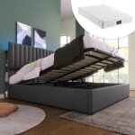 Lit coffre 140x200 cm avec matelas avec espace de rangement lit double led t�te de lit r�glable sommier ...