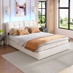 Lit coffre 140x200 avec led lit rembourr� en velours cadre de lit avec rangement lit double lit capitonn� ...