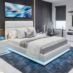 Lit coffre 140x200cm lit capitonn 2 places avec clairage led et tte de lit rglable rangement hydraulique ...