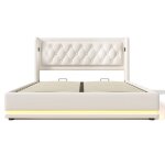 Lit led capitonn160 * 200 cm lit coffre hydraulique avec sommier et tte de lit avec charger usb type ...