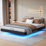 Lit coffre 160×200cm avec bande lumineuse led rangement relevable lit capitonné lit suspendu lit adulte ... Lit coffre 160×200cm avec bande lumineuse led rangement relevable lit capitonné lit suspendu lit adulte ...