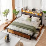 Lit coffre 160×200cm cadre de lit queen avec lumières rvb 4 tiroirs tête de lit et station de charge ... Lit coffre 160×200cm cadre de lit queen avec lumières rvb 4 tiroirs tête de lit et station de charge ...