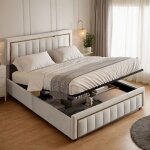 Lit coffre 160 x 200 avec sommierlit doublelit adultelit rembourré avec tête de litveloursbeige Lit coffre 160 x 200 avec sommierlit doublelit adultelit rembourré avec tête de litveloursbeige