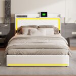 Lit coffre 160x200 cm avec chargement usb type - c et clairage led lit capitonn avec rangement lit ...