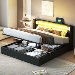 Lit coffre 160x200 cm lit double 2 personnes lit rembourré avec bande led lecteur bluetooth et chargeur ... Lit coffre 160x200 cm lit double 2 personnes lit rembourré avec bande led lecteur bluetooth et chargeur ...