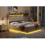 Lit coffre 160x200 cm avec led et usb type c - woedvjn - lit double avec tête de lit de rangement - 2 ... Lit coffre 160x200 cm avec led et usb type c - woedvjn - lit double avec tête de lit de rangement - 2 ...
