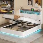 Lit coffre 160x200 cm - leww - lit double avec led et rangement chevet - velours - blanc - conception ... Lit coffre 160x200 cm - leww - lit double avec led et rangement chevet - velours - blanc - conception ...