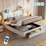 Lit coffre 160x200 cm avec sommier led et usb lit capitonné 160x200 avec tête de lit rangement velours ... Lit coffre 160x200 cm avec sommier led et usb lit capitonné 160x200 avec tête de lit rangement velours ...