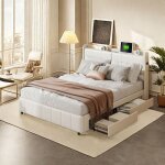 Lit coffre 160x200 lit double avec t�te de lit �clair�e lit coffre avec sommier � lattes lit adulte avec ...
