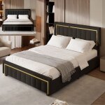 Lit coffre 160 x 200 cm - lit double avec rangement - cadre de lit 2 personnes avec sommier � lattes ...