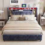 Lit coffre 160x200 avec sommierlit capitonné velours avec tete de lit adultes avec led et usb lit double ... Lit coffre 160x200 avec sommierlit capitonné velours avec tete de lit adultes avec led et usb lit double ...