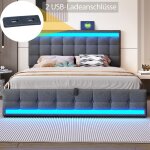 Lit coffre 180 * 200 avec lumi�re led lit hydraulique avec rangement lit capitonn� avec usb sommier � ...