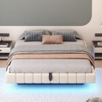 Lit coffre 180 * 200cm lit hydraulique avec rangementlit capitonn� sans t�te de lit lit double avec lumi�re ...