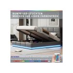 Lit coffre 180x200 cm lit double 2 personnes avec clairage led et lvation hydraulique lit de rangement ...