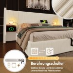 Lit coffre 180x200 cm lit rembourr� avec tables de chevet lampe de lecture et fonction de charge tissu ...