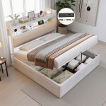 Lit coffre 180x200cm novlys lit double lit adulte avec rangement hydraulique tte de lit avec tagre ...